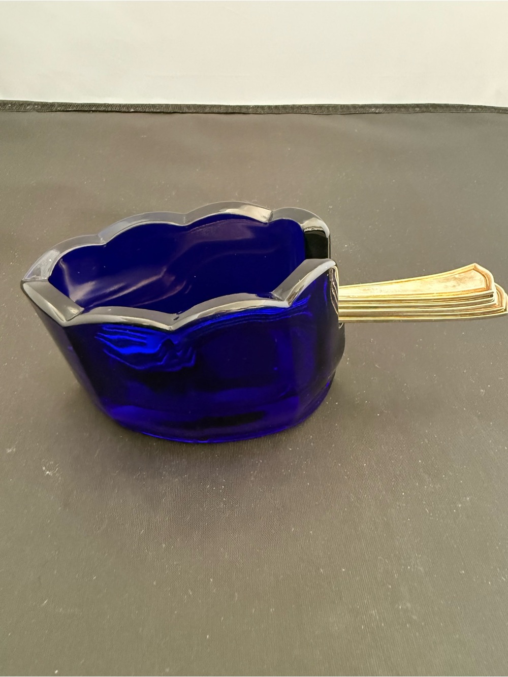 VINTAGE Clamborn Fenton Cobalt Blue Glass SLOTTED SPOON REST Holder - Picture 2 of 8